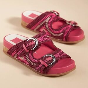 Dolce Vita Ralli Crochet Slide Sandals Pink Size 7.5